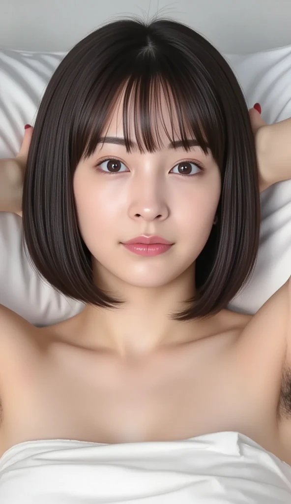 girl with, (NSFW: 3), (nudde: 2.6),Sexy bumps on the chest, high detailing, 真实感, hight resolution, 4K, ccurate, tre anatomically correct, 3), (NSFW: 5), slim figure,tre anatomically correct, A live-action masterpiece, top-quality, hight resolution, (portrait shooting: 1.5) (nudde: 2.5), high detailing, 真实感, ccurate,Spread your legs,full of sweat,masturbation、(((Drenched pubic hair)))、Mansuji、Hair that covers the beautiful pubic area