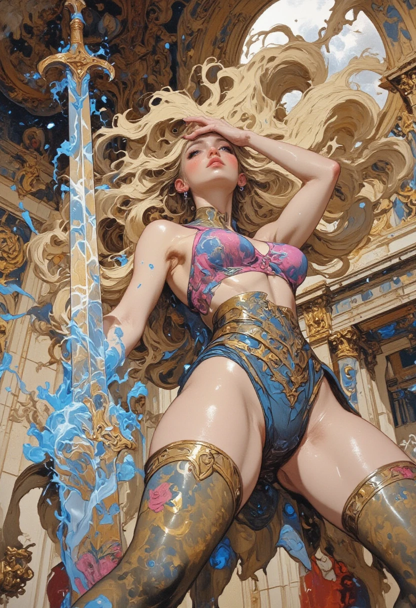 (((full-body view))), ((sexy)), ((girl and two men)), ((dark fantasy)),two mature male, 30-ish, (wide shoulder), ((no chest hair)),man with short black Quiff hair with Soft Fringe, (bangs part on side 3:7 ratio), blue eyes, upper body, short hair, looking at viewer, parted lips, round eyewear, showing a bit of muscles,(( girl with wavy hair, pale skin, long light blond hair),((light blue eyes)), freckles,(girl 18 years old),erotic posing,Gothic background, Dark fantastic view,Best Quality,masutepiece,8K,The ultimate detailed dark background, Top image quality、RAW photography、超A high resolution, overall look is very erotic, round chest, Beautiful Eyes of Details、Very slender eyes、Beautiful eyelashes、Very slim physique, with blush cheeks