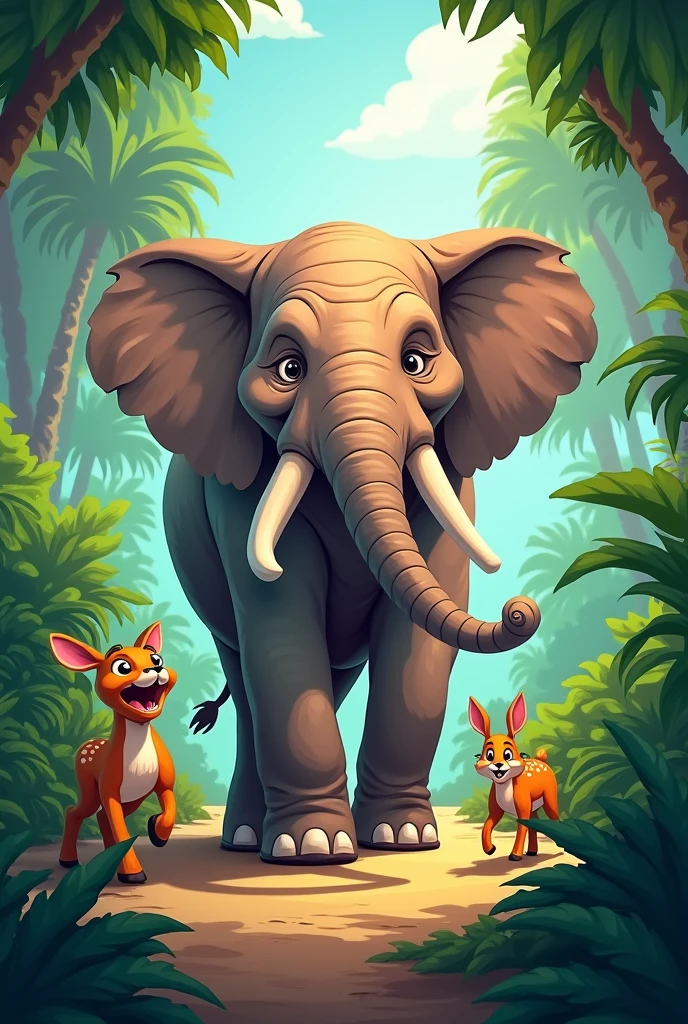 Animals discuss Hemant elephant’s behavior in hushed tones. Some look fearful, while others express their frustration and anger in their small gatherings. “Hemant elephant’s behavior created a climate of fear and resentment among the forest animals. They were tired of his arrogance and lived in constant worry of his wrath.”