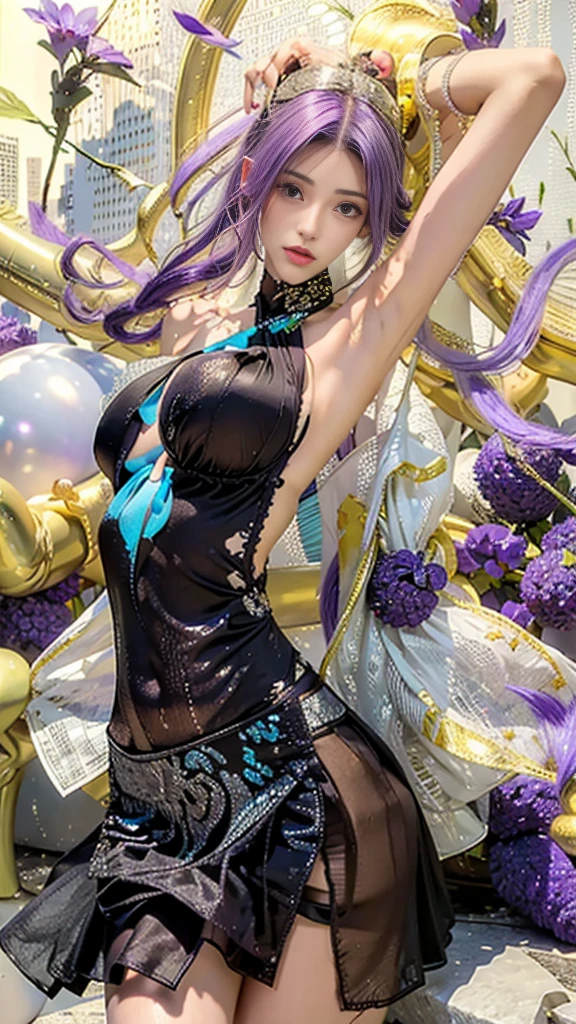 beautiful swedish model who controls poison、lipg-loss、intense makeup、look at the camera、full body Esbian、、sparkling poisoned flower costume、、、、shiny sparkling multicolor hair、secrete poison、skull hair accessories、net tights、shiny sparkling flowers background