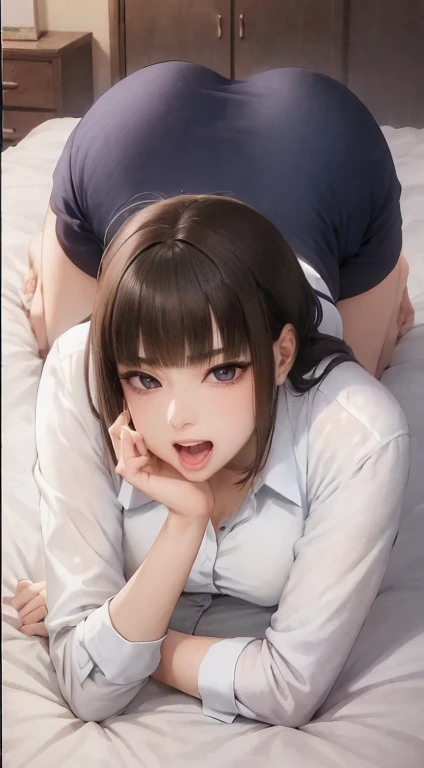 NSFW,((((1girl)))),（8K，HighDynamicRange，hight resolution），（（（（Ultra-realistic realism，tmasterpiece，Best Quality，超A high resolution））），（Pin Light，电影灯光），（Hyper-detailing，Up to detail）hight resolution、masutepiece、Brown hair、I am、female number one、bath room、on the bath mat、(((Prostitutes))),Colorful leaves background for this、A detailed eye、（（with brown eye））,Beautiful and perfect legs, Clean and perfect hands、(((Pubic hair)))、(place your index finger over your mouth:1.2), ((Impatient look)),beautiful boob,Good Style,(facing the front there)(((with blush cheeks、embarassed expression)),maikurobikini, Colossal tits,Chopping， sexy for, sharp eyesight,top-down bottoms-up,