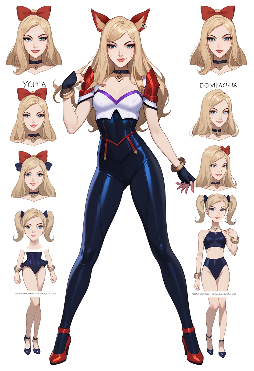 (masterpiece, best quality:1.2), 1girl, solo, simple white background, black leotard, blonde hair, vixi 1