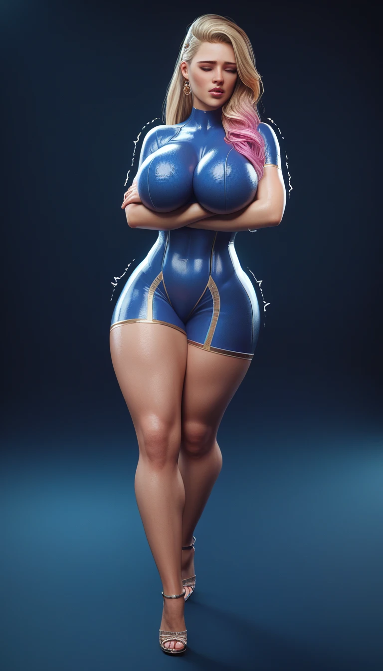 full bodyesbian,Two beauties,The upper part of the body,One-piece tights,Conjoinment,Blue latex set,Standing on the ground,huge tit,Slim,long leges,Stand up straight,nothing background,Slim,extra long leg,Exhibited,Mannequin,
