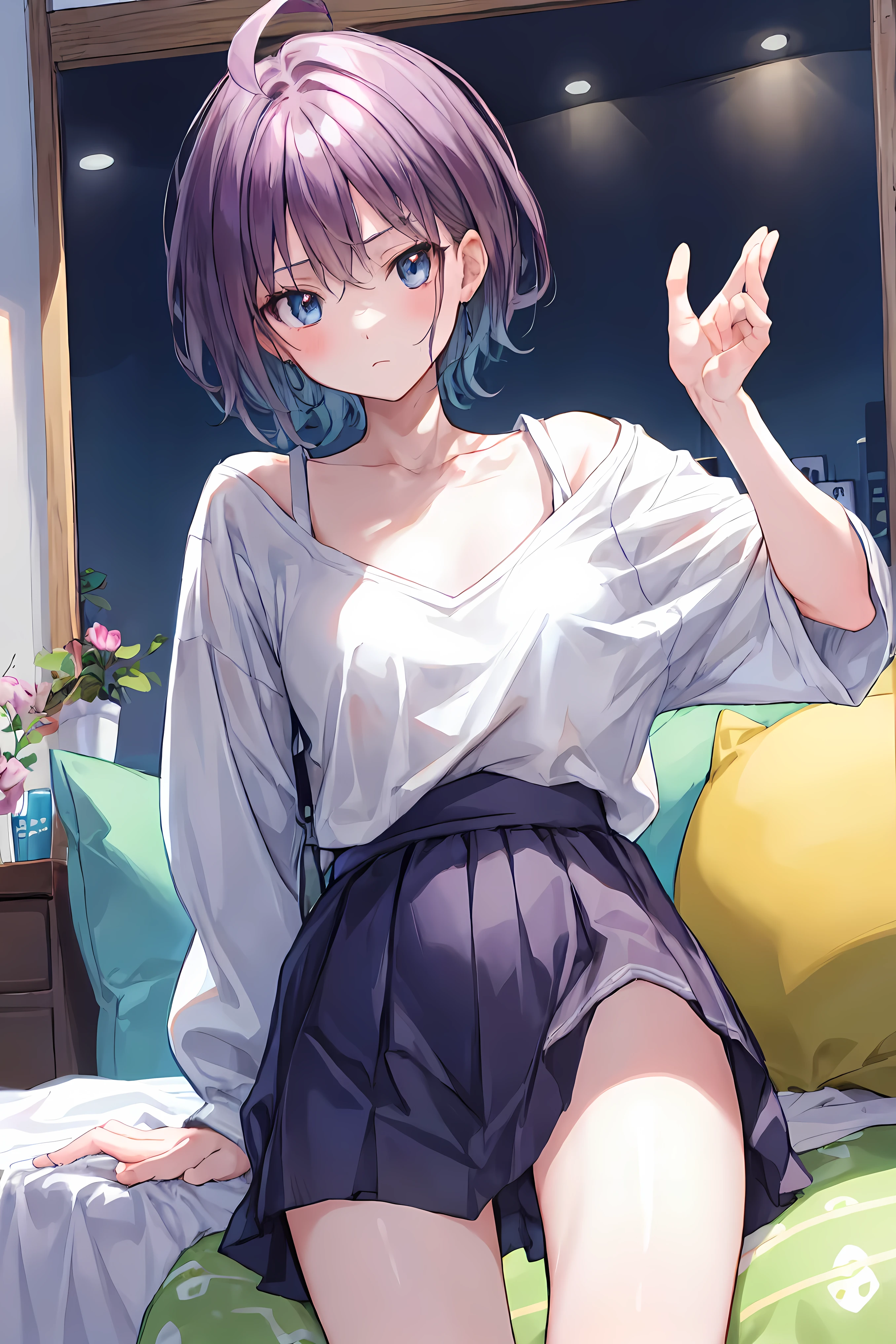 You Watanabe,You Watanabe.,gray hair ,big breasts,close both eyes,windows，romantic starry sky，A meteor crosses,T-shirt,blue string underwear,barefoot,sleeping in bed,night,sleep with your head on the pillow,Sleeping lying on your back in bed,dark room,night, moon,moon光,
break indoors, classroom, 
break (masterpiece:1.2), highest quality, High resolution, unity 8k wallpaper, (figure:0.8), highly detailed face, perfect lighting, Very detailed CG, (perfect hands, perfect anatomy),