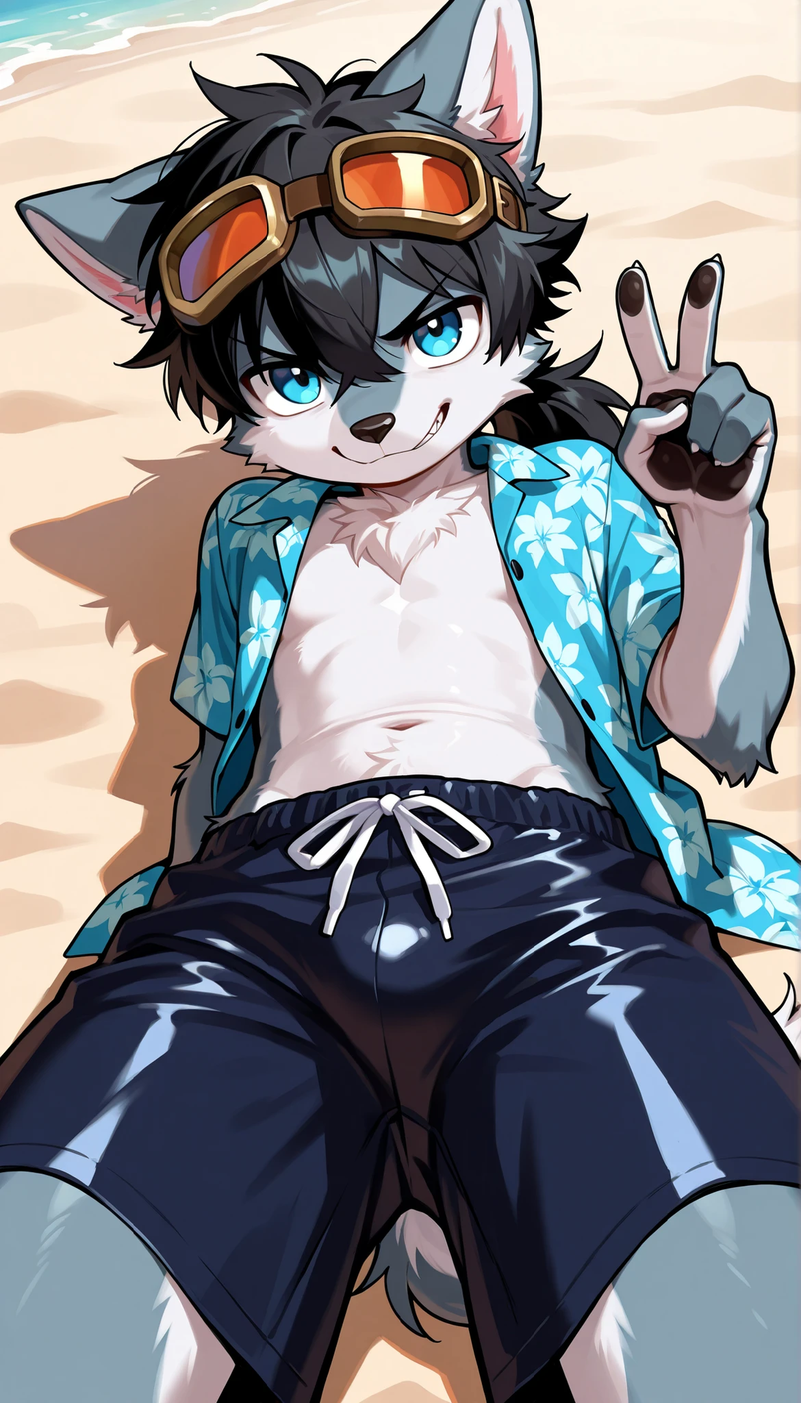 author：Junior Lesque, author：Kirito, Mammals, Furry, male, alone, wear, visor, Licking a popsicle, summer,
