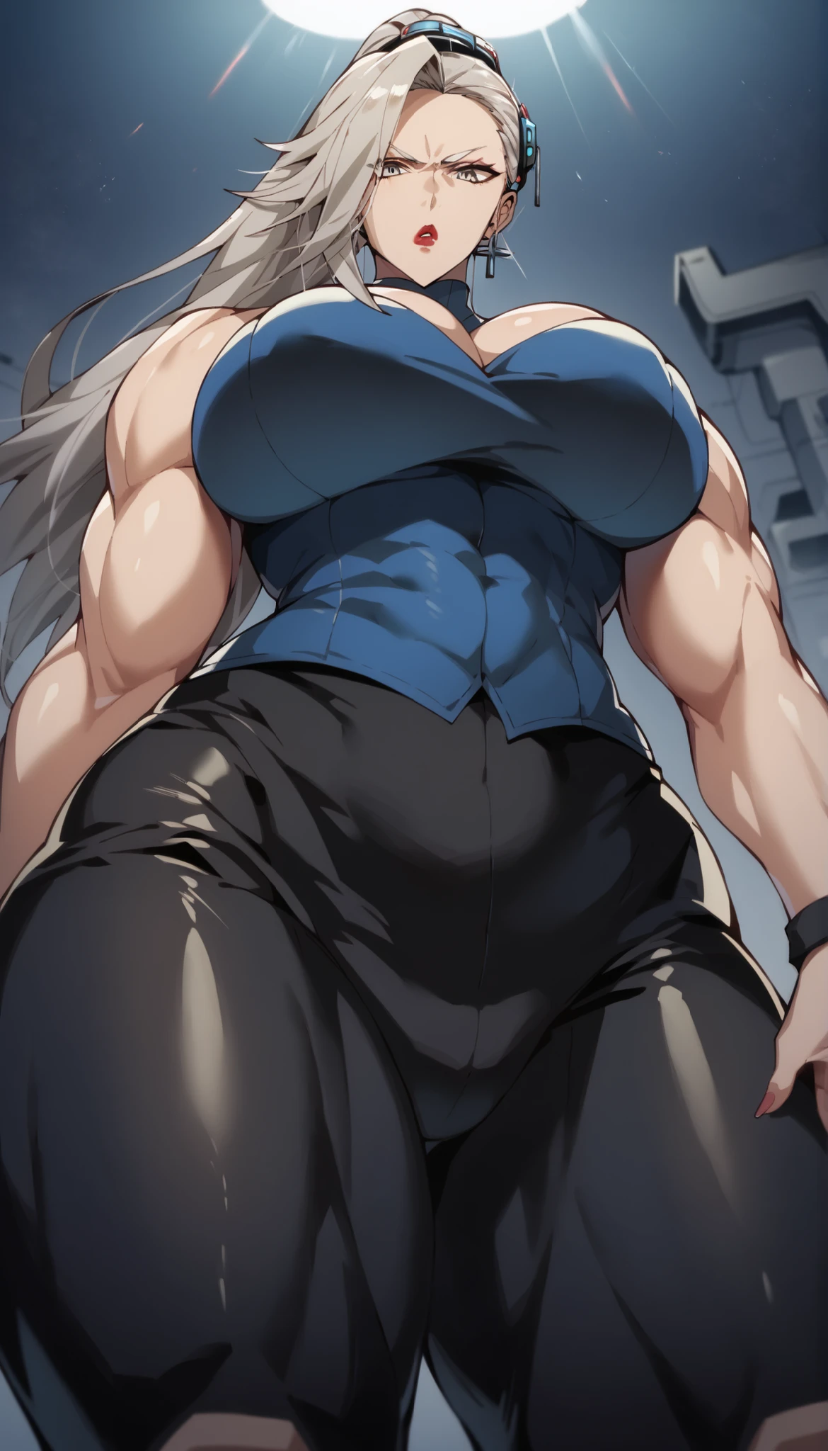 1girl,masterpiece , best quality,highres, 4k, Marin kitagawa, character in a evening dress,long fluffy voluptuous hair,makeup,fashionable,necklace,jewelry,smiling,happiness radiant,posing sexy, ((((huge muscles))))