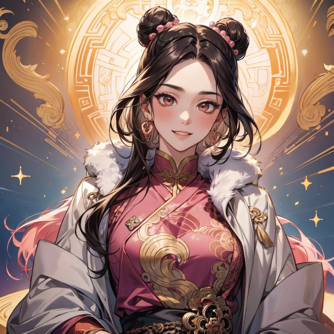 (inking, incredible: 1.3, Unified 8k wallpaper, realisitic, detailded: 1.2, work of art, illustration), [((1 girl), upper_cos, dynamic angle, world work of art theater: 1.2, best qualityer, restrained, comely, ghost dance sweater, long flowing hair, sheen suave: 0.8, double chrysanthemum), :( film lighting: 1.3, just_sheen: 1.2, Dunhuang elements)]