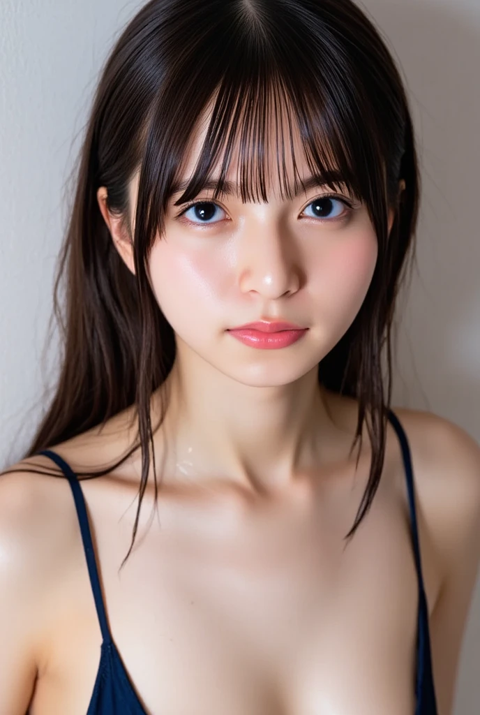 Best quality, masterpiece, ultra high res, (photorealistic:1.4), raw photo, 1girl, DARK hair, shiny skin, WET BODY, dramatic lighting, full body, bitch, micro bikini, huge breasts