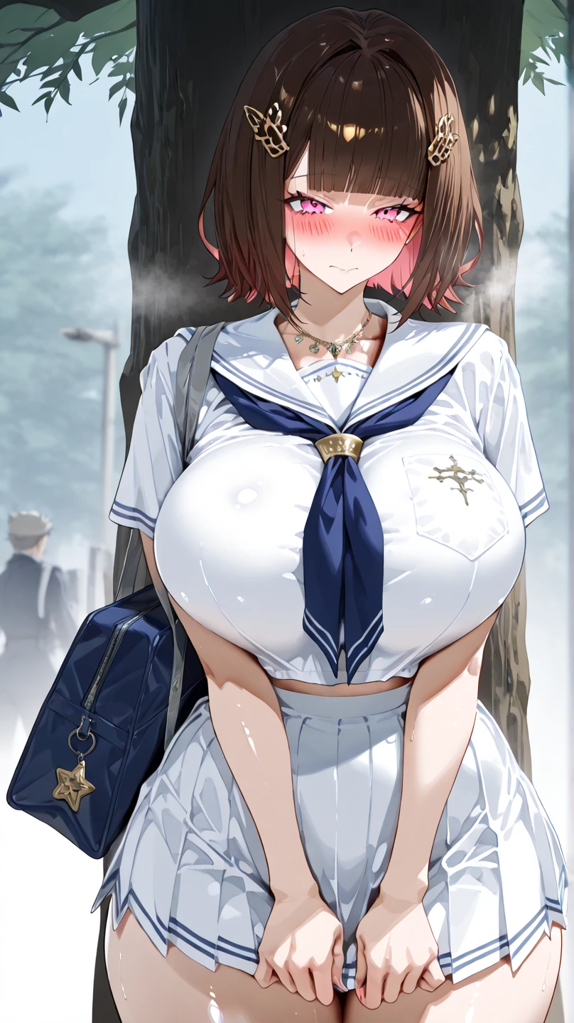 score_9, score_8_up, score_7_up, source_アニメ, sakimiya iruka, red hair, green eyes, one side up, medium hair, green scrunchie, hair ornament, shiny skin, rating_explicit, big breasts, large ass, Race Queen, black pantyhose,(embarrassed, shocked),(tears:1.3), open mouth, shout,(sweat:1.2),(steam on body, heavy breathing), (trembling:1.5), drooling, bouncing breasts, unaligned breasts,(motion lines:1.4), (motion blur:1.6),(pussy juice, Squirting:1.4), (arched back:1.2), looking up, navel, groin, clitoris, pussy peak, man standing, hetero,(troll:1.2), (1man, vaginal penis, open legs:1.2),(huge penis:1.7), (hip grab:1.2), チンポで腰を浮かせる,(cum in pussy:1.5), excessive cum, (facial, cum on hair:1.2), cum string, pole dance, on stage, (from above:1.5)