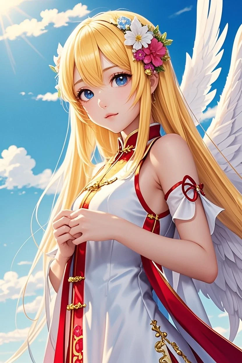 great quality ++ Extremely detailed high resolutionolution, very aesthetic, expressive eyes, (((perfect face))), (((face symmetrical))), ((good anatomy)), (((perfect hands))), (((8k))), UHD, HD wallpaper, (((detailed high cal, (((((1girl)))))), only, masterpiece, The best quality, high resolution, Highly detailed, (illustration), beautiful detailed eyes, (((combatant))), (((1girl))), ((((fulll body)))), (((((((irisviel von einzbern)))))), (((((smile))))), ((humanized princess celestia)), Celestia, Celestia de My Little Poni, Celestia in milf form, long wavy hair, (((red eyes))), (((strapless tube dress))), (((white dress))), (((white pony ears))), (((((wings))))), (((Detailed fingers))), Precise fingers, Not unnatural hands, strange eye, Greek columns, exterior, beautiful majestic forest, vine leaves surrounding the columns, flower bushes everywhere, clear sky, bright sunny day, ((((Multicolored Hair))), heavenly forest, U V

