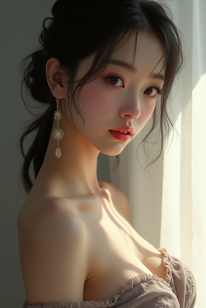 (nude nipple, pussy), spread legs, (((Very elegant and beautiful, Perfect detail, Super detailed))), whole body, The most detailed girl, Depth of written boundary, 美しく詳細なwhole body, Thin legs, 1 girl, 30 years old, Very short hair, Spiked Hair, Gray and silver hair, Beautiful detailed hair, Perfect Face, Expressionless, Beautifully detailed deep eyes, Open your mouth a little, Delicate arms and hands, Pale skin, Earrings, Beautiful and gorgeous necklace, Colorful background, HD background, Blurred Background, Very delicate and beautiful, Masterpiece, (((Highest quality, Very beautiful 8K CG wallpaper))), (((Trendy hairstyles))), (Inside the room,Stylish interior,window),