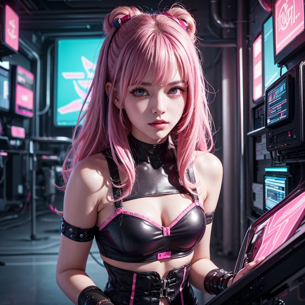 (photorealistic:1.4) , photograph, Viking (Girlfriend:1.2) , wearing Insecure Fleece costume, Leaning back, Refreshing Cat Ears, Digital Age Robotic Body Parts, fluorescent green and electric pink background, shallow depth of field, Glitch Art, waning light, film grain, Fujifilm XT3, F/8, in the style of the last supper, award winning