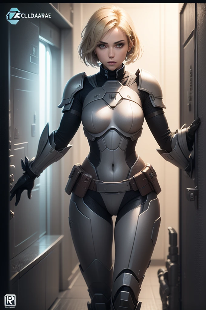 (a closeup:1.4)、(Raw photography:1.2)、(Photorealsitic:1.4)、(masterpiece:1.3)、(top-quality:1.4)、(Beautiful woman with perfect body:1.4)、charming Russian model Nata Lee, light blonde hair, Woman standing in front of a group of robots、beautiful android woman、Beautiful Female Soldier、Girl in suit with a cape、complex combat uniform with a cape、beautiful young、Highly detailed facial and skin texture、Detailed Big Eyes、cute face、(a short bob:1.2)、(huge-breasted)、(FULL BODYSHOT)、cowboy shot、(angry expressions:1.2)、Storms and epic war scenes、cyberpunk scene、Night、illuminations、plugsuit、combat uniform damage.