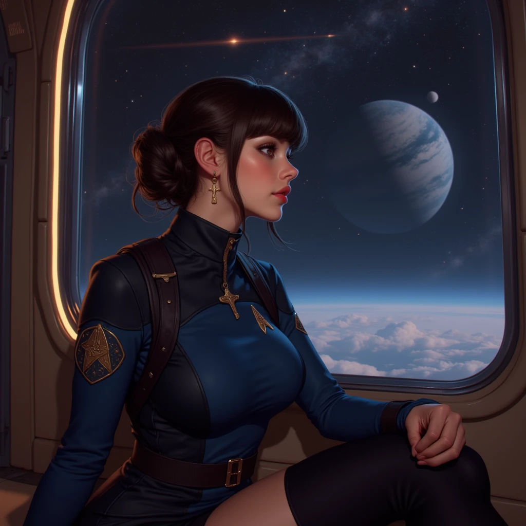 ((star trek)) ((best quality)), ((masterpiece)), (detailed), 1girl, bent over