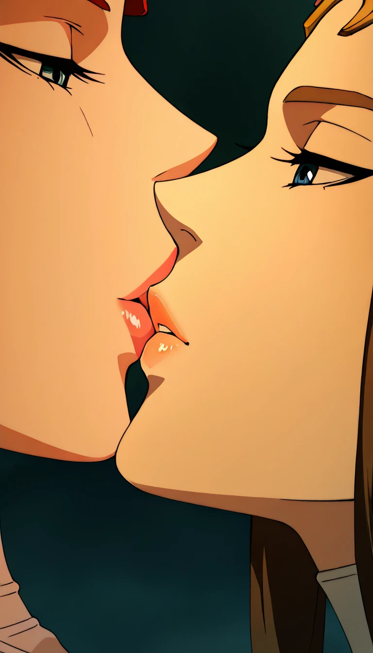 1 boy and 1 , kissing, (lips touching), casual clothes