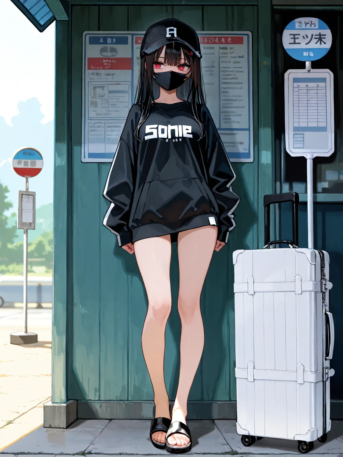 top-quality、Top image quality、masterpiece、teens girl((18year old、 Ager、Best Bust、Medium bust,wide open breast tea、light blue eyerest, bionde、poneyTail、A slender,large volleyball rack jacket、black glove、white tank top military pants、rush light、Happy face、camping rucksack、blue military pants、sitting cross-legs)),hiquality、Beautiful Art、Background with((Mountain road in the evening,CAMPING TENT))Inaste Piece、depth of fields、movie、visualart、Perfect Art