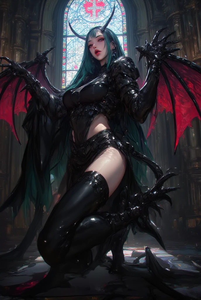 (Obra de arte), (altamente qualidade), (altamente detalhado), fechar-se, uma mulher com chifres e uma espada em frente a uma fogueira, arte sexy em estilo de fantasia sombria, detalhada fantasia arte sexy, demon anime girl, Vilania tem asas de anjo escuro, Epic and sexy HD fantasy art style, arte de fantasia sombria, sexy angel knight gothic girl, epic fantasy art style, por Yang J, Raven-winged female vampire, cute succubus, beautiful and elegant demon queen, arte de fantasia anime