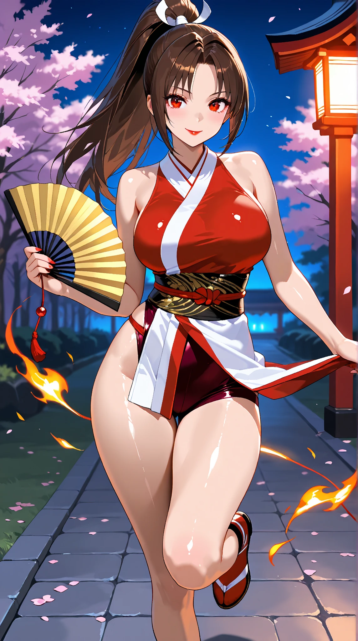 princess azula, evening, sunset, looking at viewer, cleavage, red satin robes, clothed bathing, girl floating above the water, palace, temple, fire, lava, red glowing, smug face (NSFW 1.1)