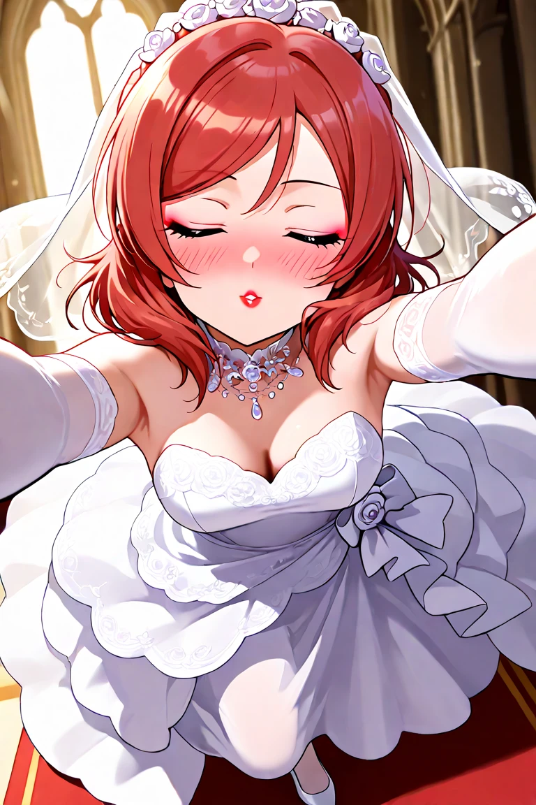 Shark girl, very sexy, big breasts, wedding dress bikini, Stick out your tongue and drool.