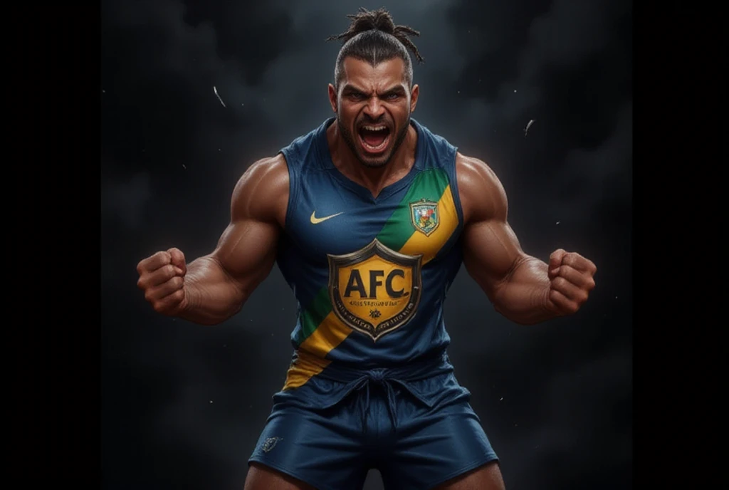 Muscular character with crossed arms and Flamengo shirt