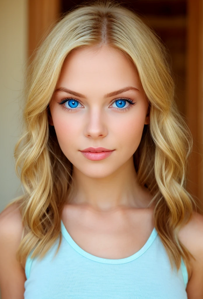 Fully Alafed Women , Sexy girl with blue eyes, ultra realistic, meticulously detailed, Portrait Kaylee Jenner, blonde hair and big eyes, selfie of a young woman, camera eye, Violet Myers, without makeup, Natural makeup, looking directly at the camera, artgram face, subtle makeup, Stunning face photos , in room, Busto mediaNo a grande; ; ;No，fullNode, financial seductress, temptress crushing her heel on your tiny cock