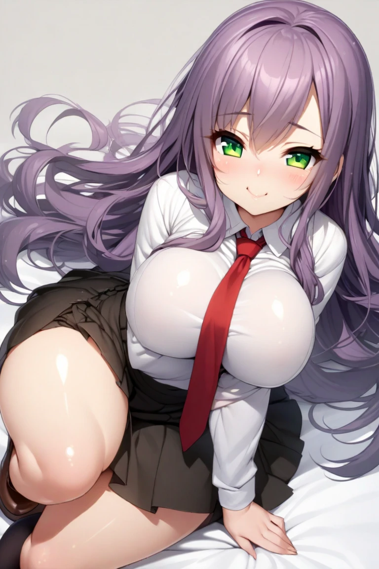 Highest quality, Soft Light, Ultra-high resolution,girl, sexy,alone, (Ecstatic face), (Purple eyes), Beautiful face in every detail,(High resolution detail of human skin texture), (White long hair), break,Dress shirt,tie,(Fellatio gestures:1.3), (Open your mouth:1.2),tongue,(Sweat:1.5),Sigh,Saliva dripping from the mouth,Spread your legs,My leg is being grabbed,Half-naked
