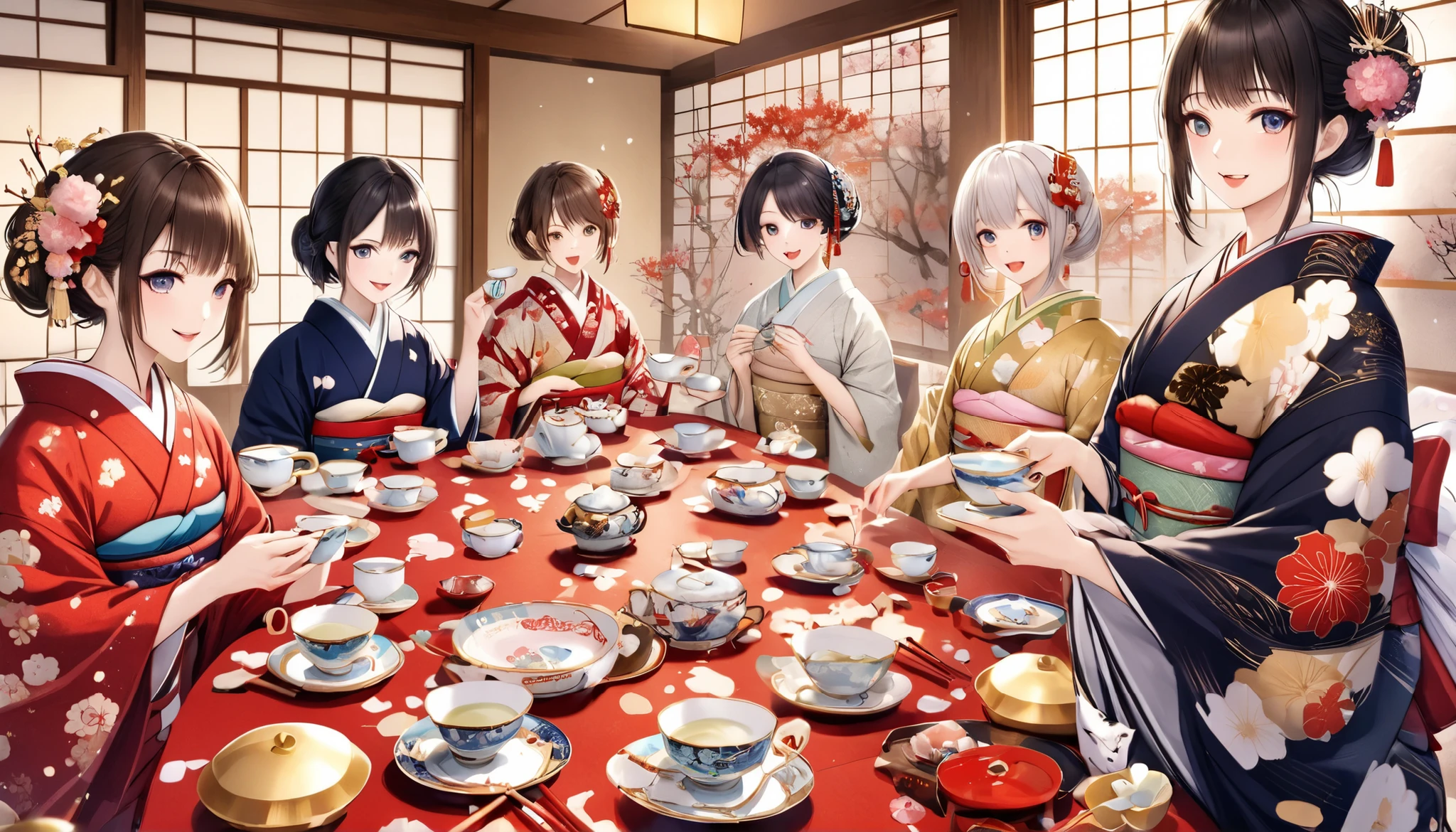 Japanese teacup party, new year,