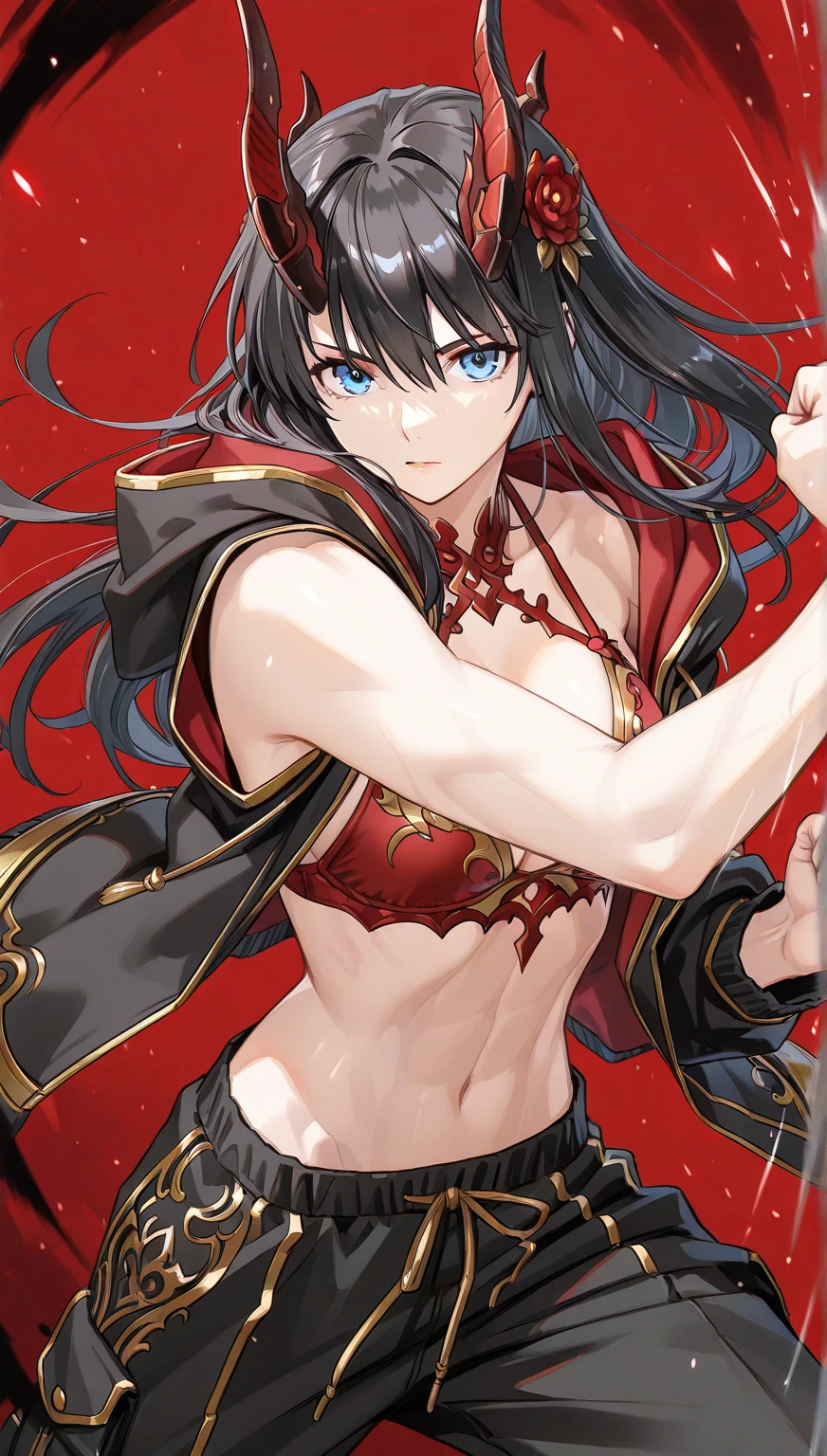 velvet_crowe, (masterpiece, best quality, detailed), 1girl, solo, looking at viewer, anime coloring, long hair, very long hair, medium breasts, choker, bandages, black choker, torn clothes, underboob, hair between eyes, bandaged arm, braid,
armor, breastplate, armored dress, bodysuit, belt, gloves, shoulder armor, solo, (cowboy shot:1.5), beach, night sky, arms behind head, spread armpits, midriff, contrapposto, smile, closed mouth,