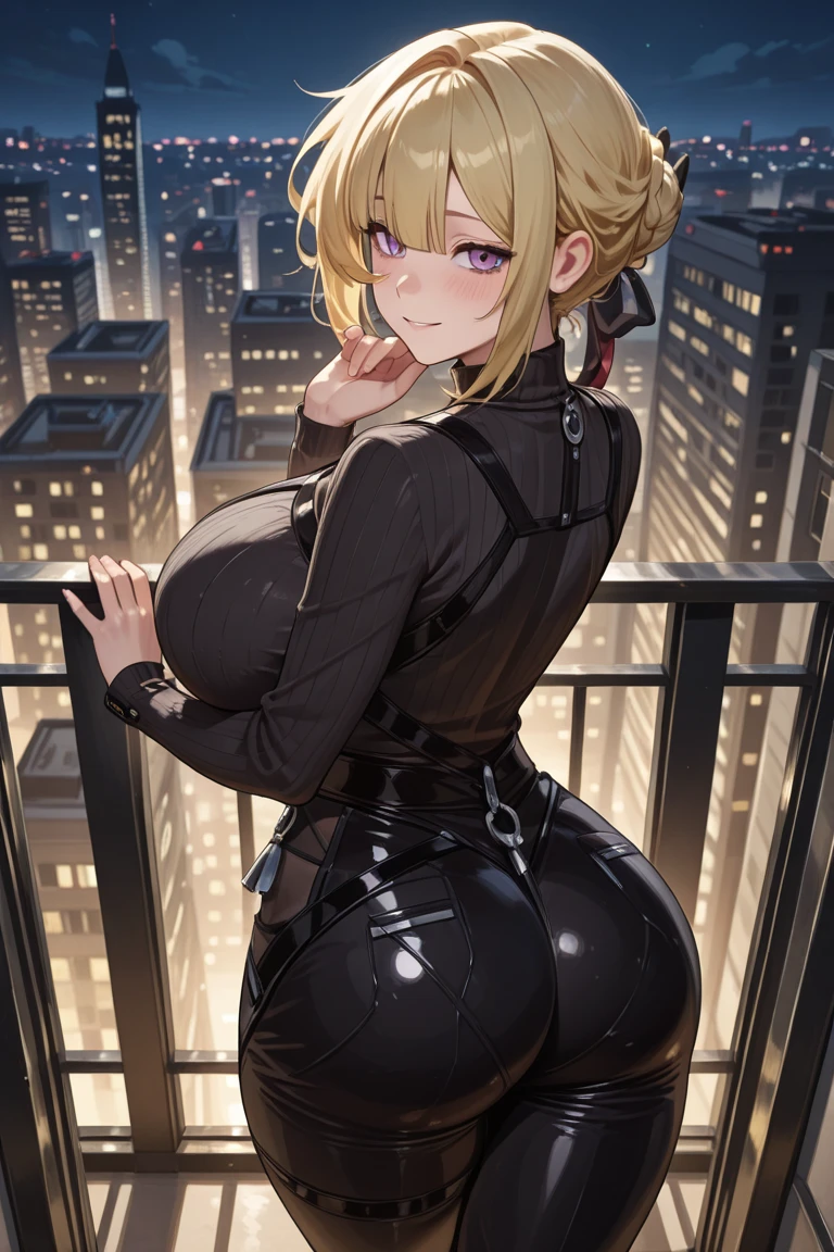 （highest quality、Highest quality、、4K,Night view、Super popular gravure model、Beautiful woman with huge saggy breasts and a saggy ass、Fishnet tights、whole body、She looks down　Looking into the distance, deep in thought、Crying）Very flashy(Shiny Playboy Bunny）、High-rise apartment building, high floors、balcony、Looking outside while feeling the night breeze、