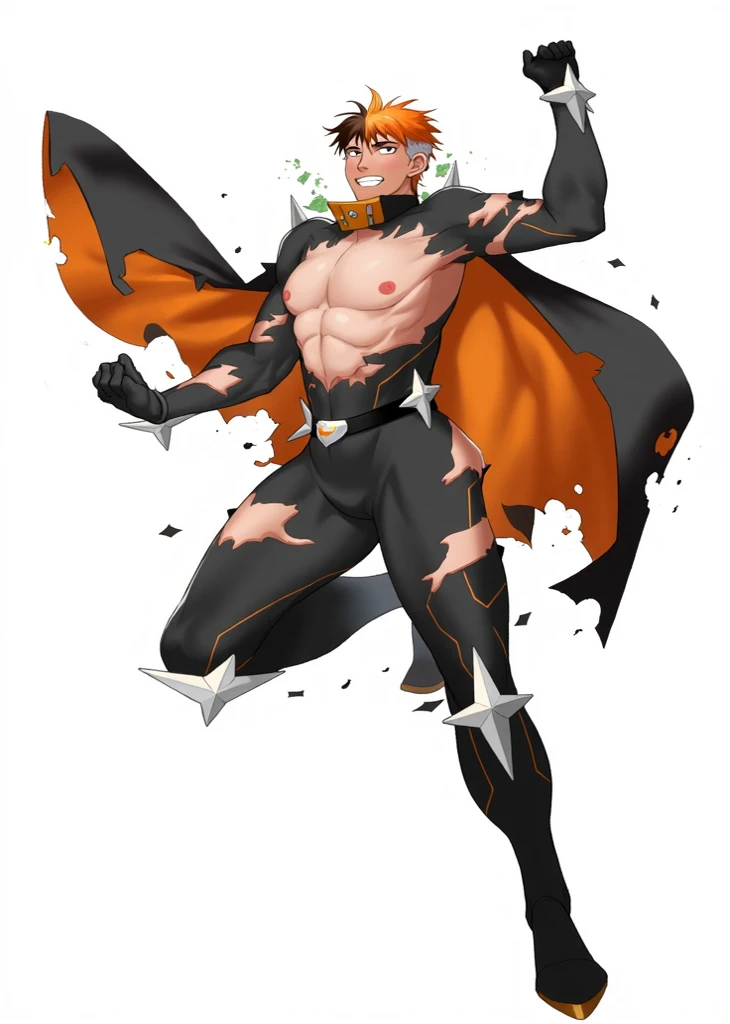 (solo:1.5),(1boy:1.3),(topless_male:1.5),janemba,standing,(wasteland),(wind_lift),(bare shoulders:1.7),((armor fragments:1.7)),(battle damage:1.5),(tearing clothes:1.8),fang_out,(evil smile:1.2),