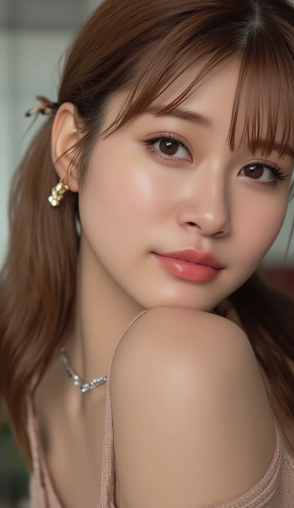 masterpiece、1 beautiful girl、 (reality: 1.4), Japanese、Asian Beauty、so beautiful、Beautiful Skin、thin、(A little embarrassed)、 Platinum Earrings, Platinum Necklace、(超reality的な)、(High resolution)、(8k)、(Very detailed)、(Fine and beautiful eyes)、(Very detailedな)、Big eyes、Brown eyes、Long eyelashes、Detailed face、Gloss Lip,Bright lighting、Professional Lighting、Looking at the camera、Serious expression、Look straight ahead、Brown Hair、Updo、Nogizaka Idol、actress、20-year-old、Medium Breast、((lying on back1.2), athletic, competition swimsuit, cowboy shot, from front, overhead shot:1.4)、((erotic,Sexy and sexually explicit))、Cleavage cutout、Baby Face、Moist and realistic skin texture、Moisturized lips、Natural Shadows、(Legs wide open)Browsing Caution,