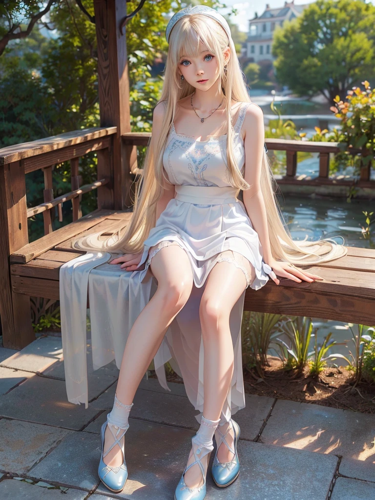 Crystal shoes，Long legs，teens girl，long whitr hair，Naked legs