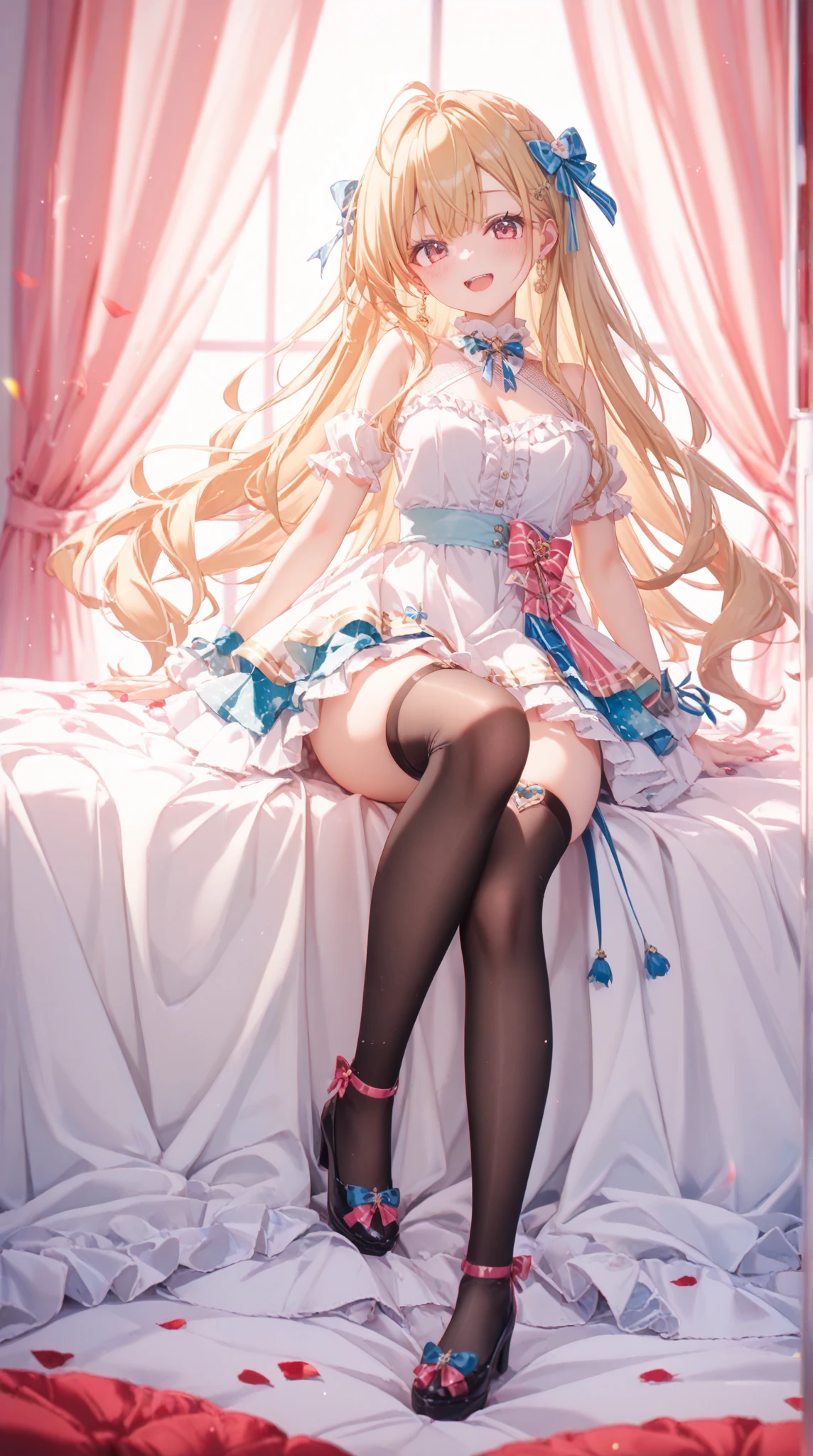 A 12-year-old girl with a cute Alice in Wonderland blonde wavy headband.、Sitting naked、She spreads her legs wide and shows her butt., anus,  and small nipples.。I do not wear underwear。Pose seen from below。are small。Pose that shows your anus。 and anus are spread。Spreading legs with both hands。take off the apron dress。。NFSW