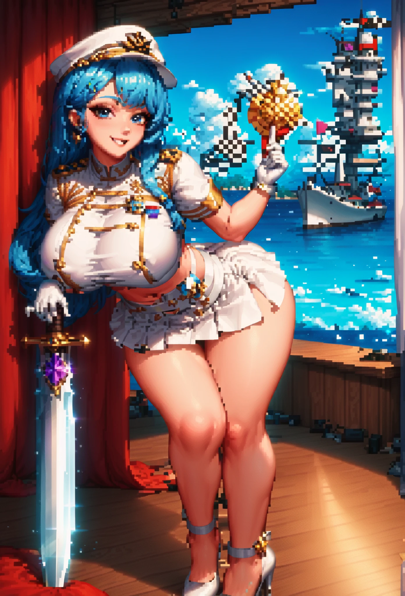 ((masterpiece)), ((best quality)), (detailed), perfect, solo, lana, gorgeous woman with large cleavage, luscious lips, long hair, huge breast, deep cleavage, huge breasts, sexy, ponytail,