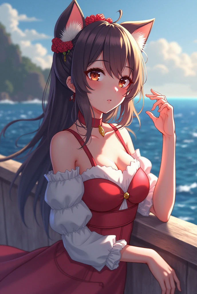 ((Masterpiece)), ((Best quality)), (perfect face), Young, nubile girl, obedient expression, wearing off shoulder 1 piece swimsuit, wearing open cup breast swimsuit, wearing open back 1 piece swimsuit, wearing ruffle 1 piece swimsuit, wearing red and white swimsuit, wearing collar and leash, leashed to a chair, kneeling at a man's feet, in a house