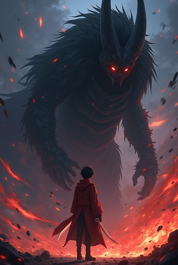 Cute hero and monster quarrel,angry