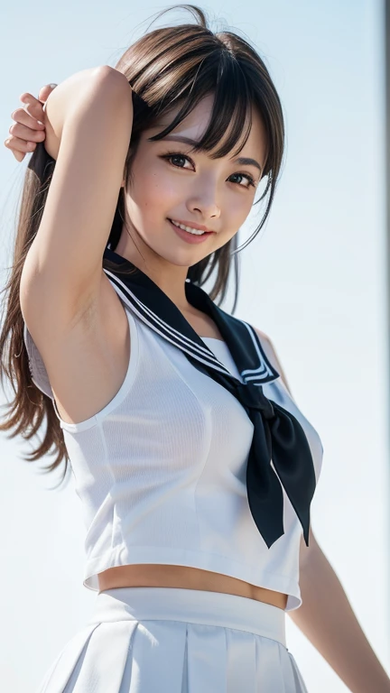 (highest quality,masterpiece:1.3,Ultra-high resolution),(Very detailed,8k),(Realistic:1.4,RAW shooting)。Blurred Background、Looking at the audience、smile、young woman、She is completely naked。She is completely naked。Nipples are visible、Pubic hair is visible。A bow tie、Headband、Twin tails、City of night。Night view。