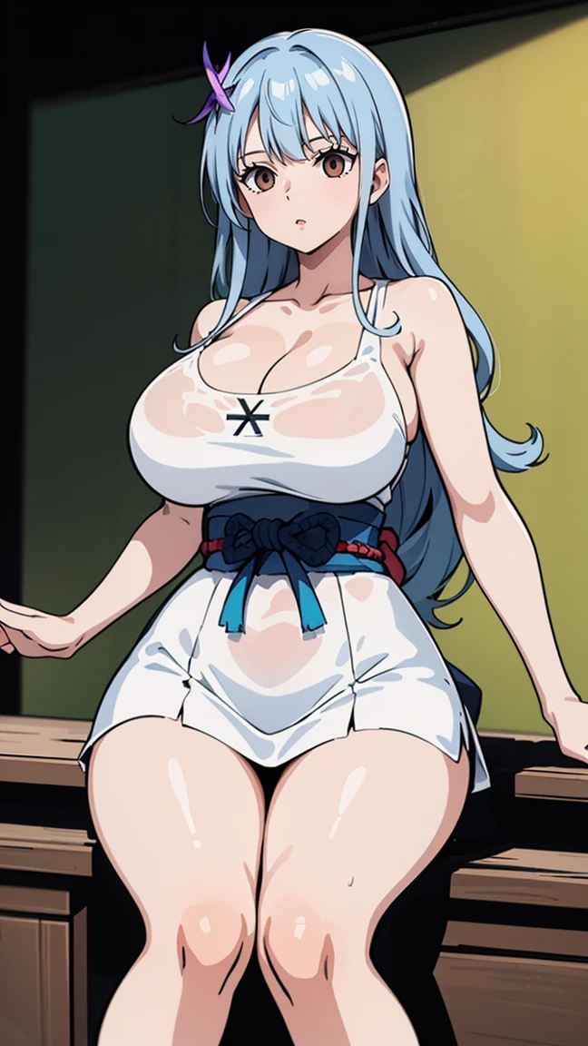 Anime. Owari no Seraph. 1 Girl. Expensive . A vampire. Clumsy ancestress. Ssbbw. Slave. Silver hair. Wavy hair. Long hair. Red eyes. Beautiful eyes. Perfect eyes. Expressive eyes. Ideal face. Thick body. Thick long legs. Beautiful nose. 18 years. Big breasts. Standing. Full height. Beautiful character design. Shiny skin. Pointy ears. Dirty tunic from Owari no Seraph. Torn tunic from Owari no Seraph. She wears a diaper. Ruins of Tokyo. In the middle of an abandoned city street. Whole body. NFS. Official art. Extremely detailed CG Unity 8k wallpaper. Ideal lighting. Ultra high resolution 4K. Super detailed 8K. A high resolution.