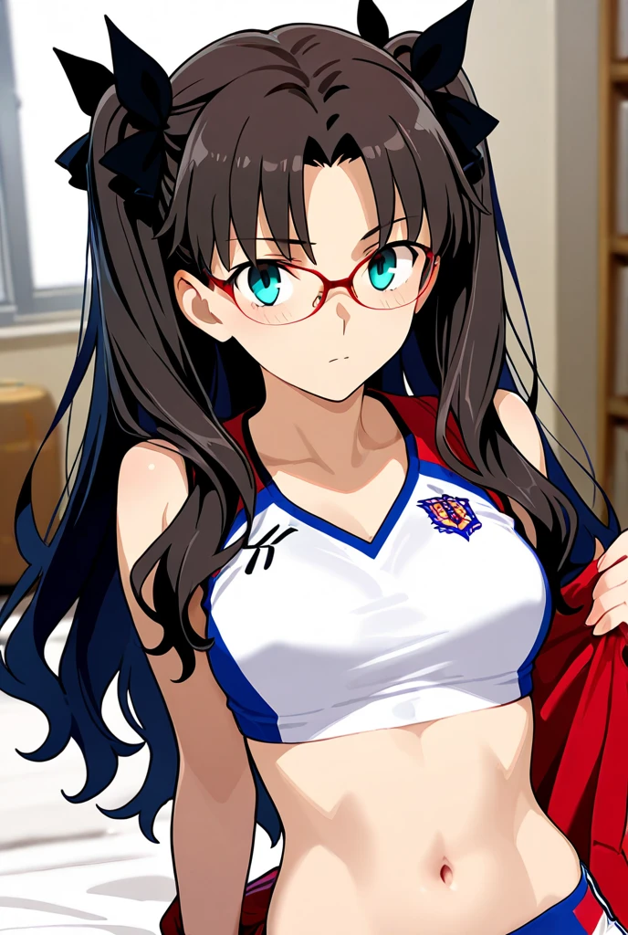 formalアート, unity 8k wallpaper, Very detailed, masterpiece, highest quality, 1 female, (Very detailed),(RAW Photos、highest quality)、(Realistic、Realistic:1.3)、Attention to detail、顔のVery detailed複雑な 3D レンダリング、(Very detailed肌:1.2)、Dynamic Angle, Fire glow effect, Professional Lighting, Blur the background, Side light, Cinematic Light, 超A high resolution, 8k , Film Grain,Best Shadow, Particles of light, Fine skin, Detailed face, Intricate details, Very detailed, Shine, A confident smile、whole body, Tennis court、Beautiful Face、Blurred Background、18 year old beautiful girl、Shiny skin、Tennis uniform、White panties、Sweat、mari makinami、formal、Glasses;1.0、Mid-chest、