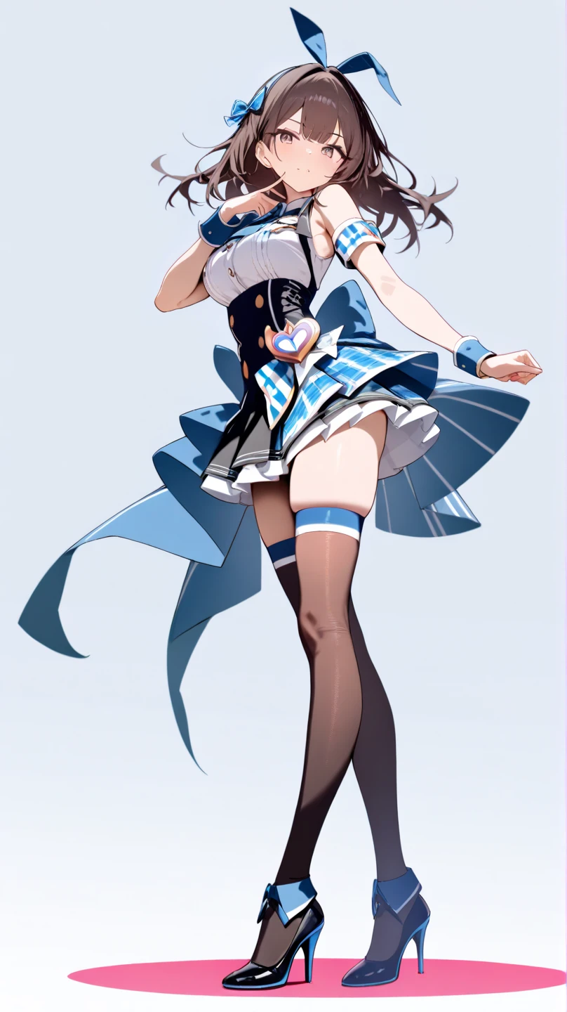 (short cute girl,small young student,young delicate girl),(masterpiece,Top quality),light blue ta outfit,shorts,long black hair