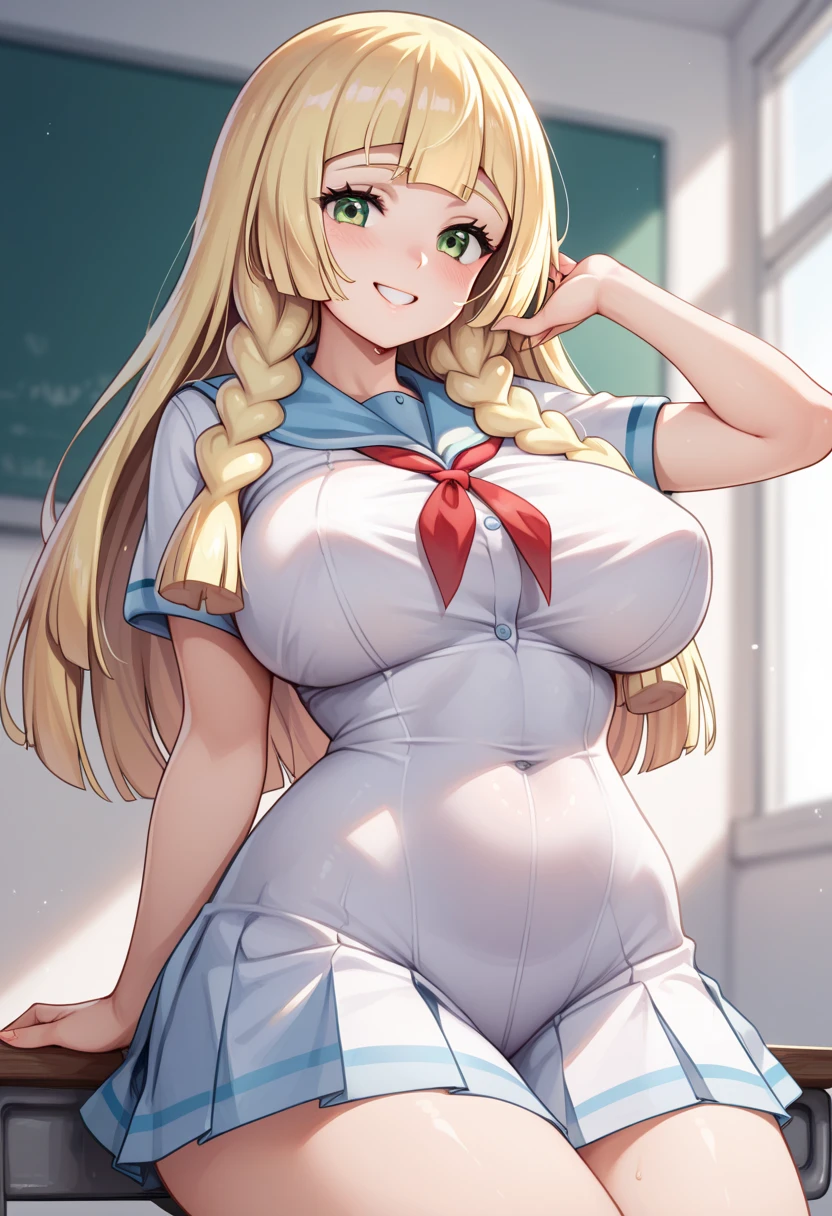 top-quality、realistic touch,high-detail、photoRealstic、 Erotic sailor suit、High school students、Long body、Sheer costumes、skirts that are too short、Not wearing underwear、big eye、long lashes、Long upper eyelashes、platinum-blonde、cute little、Beautie、A sexy、full body Esbian、Sparkling eyes、Submissive smile、Flushed cheeks、Kamimei、Big buttocks、thin-waist、Sleeveless、visible from the side、Sexy armpits、Voluptuous thighs、Enraptured look、Apron costume、Plump thighs protruding from knee socks、A maid working in a nobleman's mansion、Clothes with open sides、pregnant woman、Breast milk is oozing out