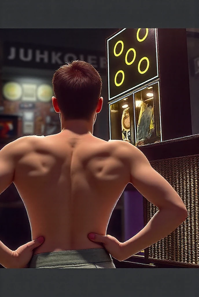 1boy、Photo Quality、Cute handsome man、Mash Hair、Japanese male, 、Completely naked、Full nudity、erection、Huge penis、Highest quality、Realistic、beautiful、Back view、Wearing VR goggles、Butt Exposed、A crowded electronics store