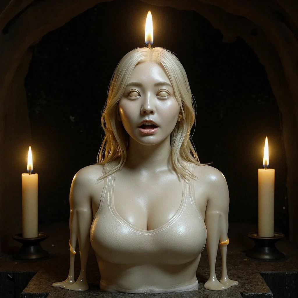Absurd ,masterpiece, main office, 4K, High resolution, Highest quality, 1girl in center screen with beautifulface, 白hair. (Black Costume:1.2),Deep Darkness, 前hair,Huge breasts, Pure Innocence、hair_ornament、Altar in the temple, Light_particle, length_hair, Looking_in_Audience, Saggy breasts, null間, star_(null), starry_null, very_length_hair, yellow_eye, transparent, see-through,(background_Giedi_Prime_Sand Dunes:1.0), (Innocent face:1.1), beautiful eye, volumetric Lighting, True Shadow.Sacred Rites、Huge Tits、Saggy breasts、Sit with your legs apart、Many candles in the room、Sit on a magic circle、Bukkake、Ritual Sacrifices、Stick a candle in your vagina and light it on fire、A large amount of semen flows from the vagina、Many believers watch