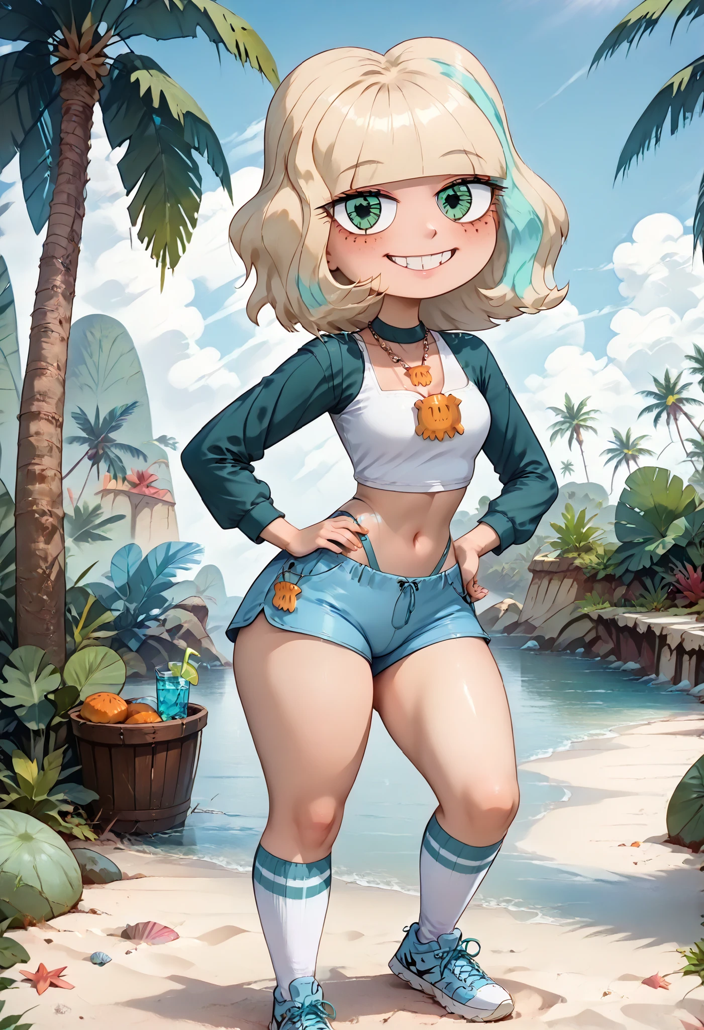 <lora:add_detail:0.8>, <lora:Furtastic_Detailer:0.6>,
 ultra realistic, masterpiece,
front view, hero view,
solo,
anthro black cat, sandy fur with darker face and tail,
rendered eyes, detailed and extremely fluffy body fur, blushing, chibi, glossy fur, young adult, thick thighs,
cute, young, Braided Up-do, Coral and blonde hair, ponytail,
sailor_moon, <lora:sailor_moon:0.4>,
happy,
golden earring, (Celestial Sky Nomad Attire, Flowing sky-blue silk jumpsuit with silver embroidery, metallic sandals, ethereal jewelry|Striped tank top with denim cut-off shorts and aviator sunglasses),
High-Fashion Lean, Leaning forward with intention, emphasizing couture fashion and style, movement pose,
uploaded on e621, by Beatrice Ethel Lithiby, by Youjomodoki, by Tofu Froth, (by manmosu marimo:0.5), by Tarakanovich,
<lora:FurryCoreV2New-07:0.7>, furrycore,
at the beach, volumetric light, sunshine,
Sturdy wooden beachfront platforms with stairs leading down to the water, traveling backpack with colorful stickers, Sandpipers skittering along the shoreline in search of food, colorful parrot,
[[detailed, realistic, 8k uhd, high quality, high quality photography, 3 point lighting, flash with softbox, 4k, Canon EOS R3, hdr, smooth, sharp focus, high resolution, award winning photo, 80mm, f2.8, bokeh]],
cinematic composition, cinematic lighting, highly detailed, masterpiece, best quality, realistic, (intricate:0.9), (high detail:1.4), film photography, sharp focus,