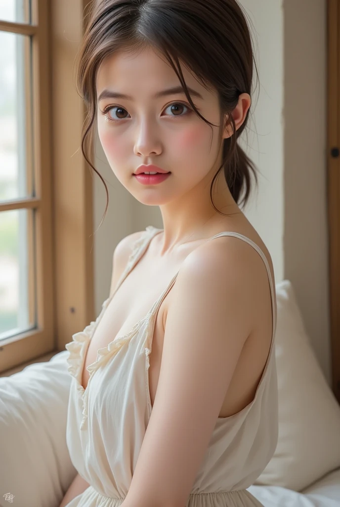 (masterpiece:1.5), (Highest quality:1.5), naked,Beautiful Eyes,Are thin,Detailed Description,The details,Thin eyebrows,High nose,Thin body,Narrow shoulders,Young age,Spread your legs,poop