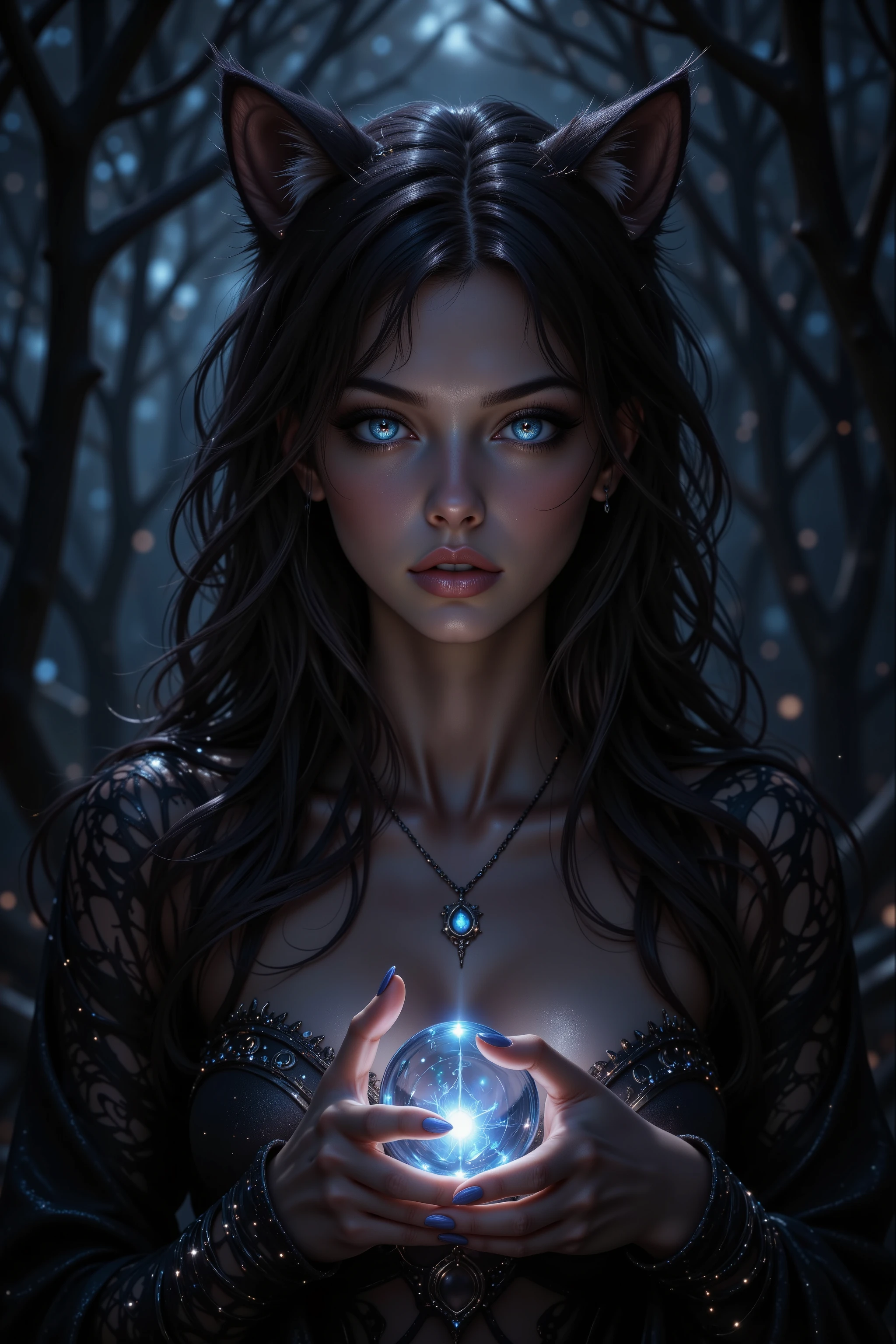 (highest quality,4K,8k,High resolution,masterpiece:1.2),Super detailed,(Realistic,photoRealistic,photo-Realistic:1.37), Close-up of a woman with dark hair and a black dress, in style of Dark Fantasy Art, Dark fantasy art, A beautiful and elegant demon queen, Dark Fantasy Art, fantasy dark art, Dark fantasy digital art, Gothic fantasy art, Gothic Dark Maiden, Cthulhu,Detailed Texture,Spooky creatures,An ominous atmosphere,Mythical,cosmic Horror,darkness,Mysterious,Dark aesthetic,Fog Background,Eyes of another world,Ancient Gods, Powerful wizard, Stand in the mysterious forest. Flowing robes decorated with symbols, Arms stretched out, Eyes glowing with mystical energy. The spell escapes from my mouth, Vibrant, Swirling patterns of dark magic appear in the air., Red and blue hues pulsate. The allure permeates, make flowers bloom, A creature to gaze upon in awe. Threads of magical energy dance, Uncover hidden areas, Uncover the secrets. Capture the essence of this enchanting moment, Monstrous,Powerful,Tentacles,Pitch black blackness,Majestic,Unfathomable depth,Nightmare,The existence of the universe,an ominous existence,seeping darknesss,Secrets of the Universe,That's horrible,It was chaotic.,Eldritch,Horror,That's horrible,Mysterious,Abysmal,Empty,Powerful wings,Lovecraft,abstract Horror、Punisher, Nightmare Before Christmas style, ((Perfect hands), (Ultra-realistic:1.6), (Detailed face), (sharp)), color: Dark and gloomy, (Ghostly), (intense expression), (Detailed skull emblem), (Spooky atmosphere), (Cartoon-like atmosphere),(Grainy), (Dramatic Shadows), (Dynamic pose), (An ominous atmosphere), (Artistically expressed), ((Fascinating), (Gothic), (Mysterious Setting), (Moody color palette), (Skillfully drawn), (Feelings of anxiety), (Intricate details), (an ominous smile), (an ominous), (Fascinating eyes), (Horror elements), (Fascinating composition), (Impressive anatomy),(Striking contrast)), (Exquisite craftsmanship), (Interesting character designs)、Dark Fant