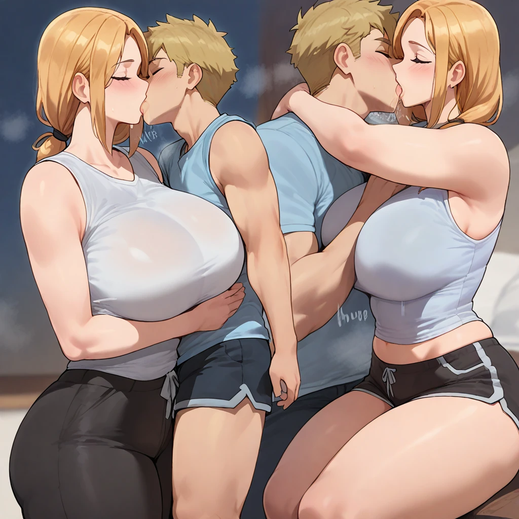 Highest quality, High resolution,8k、Beautiful Face、Perfect Face、naked、One person、（（Having sex in reverse cowgirl position、grabbing another's breast）），Breasts shaking violently up and down、With a lot of semen、Cool look、blush（1.9）、Sweat（1.9）、vapor、Bright golden hair（）, Round eyes、Blue Eyes, Short Hair, Mole under the eye, Large Breasts（1.9）, bangs, Cleavage, clavicle,Big Ass， indoor, Final Fantasy（anime、ashelia bnargin dalmasca、Blue Belt、Pink tight mini skirt（slit）（Raised to chest）、（Expose）、（Exposed nipples））、｛An angle looking at her breasts from the side｝ 　　　　　　　One person黒人男性，Big penis，（The man is having intercourse in the rear entry position.）