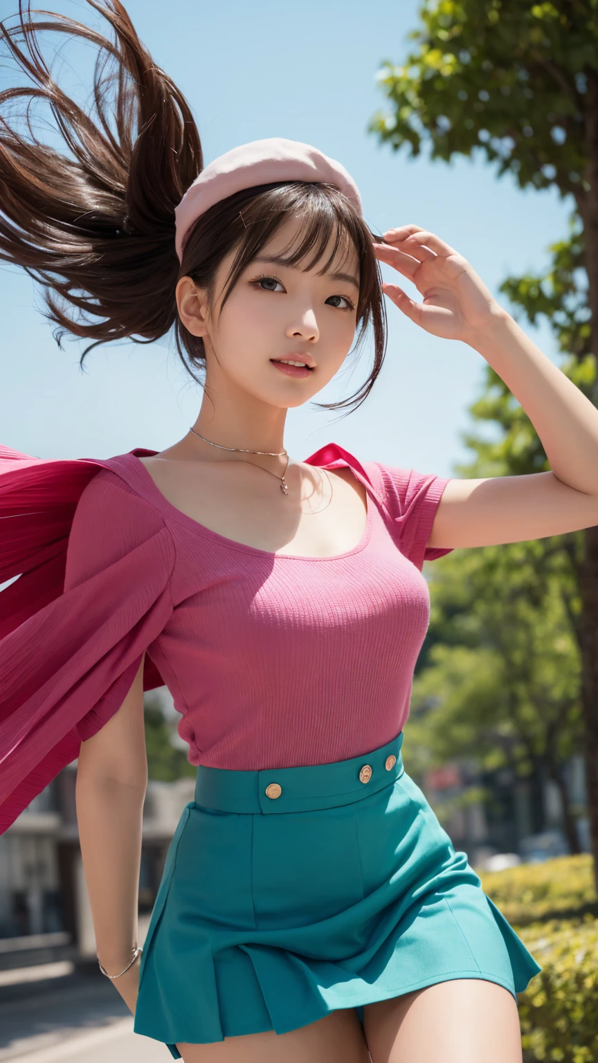 extremely detailed CG unity 8k wallpaper, best quality, ultra-detailed, masterpiece, realistic, photo realistic, extremely detailed cute girl, 20years old, (skirt lift), ((skirt lift by myself)), white panties , panties focus, blush, parted lips, looking at viewer , half body shot , wearing frilled shirt , crowd, crowded city,
