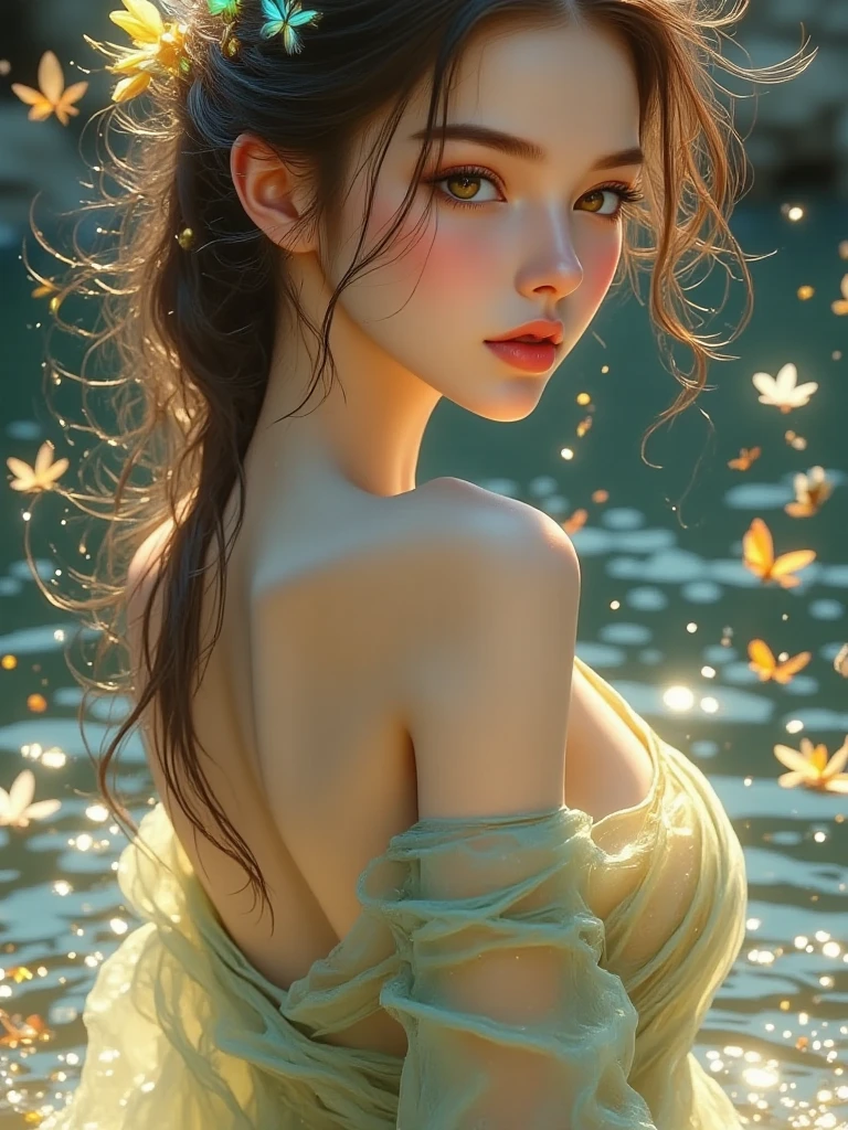 nude (((masterpiece))), (((highest quality))), ((Super detailed)), (Highly detailed CG illustrations), ((Very delicate and beautiful)), Cinematic light, Create fantastic fantasy art, Fairy Fantasy, Hoan Lap, myth, A girl, French girl in Hmong costume, Hmong, clothing, headdress, Nipple ring, 8k wallpaper, solidarity, Art Station, High resolution CG, clear face, detailed eyes, cloud, colorful,