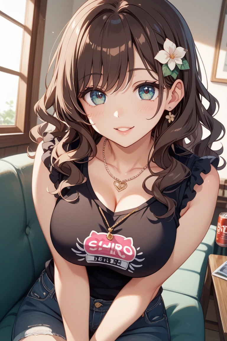 (Highest quality, 8k, 32K, masterpiece, Ultra-high resolution,:1.2),to be born, One Girl,So cute ,dentistのような電子世界のようなファンタジー背景, clear, Shining Eyes, Age 25 ,Fair skin, Brown-haired girl, dentist, An innocent smile, Pierced ears sparkle, An elegant necklace adorns her slender neck., Rings and bracelets decorate the fingers. expensive_Big Breasts, Big Breasts,Dental assistant,